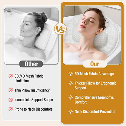 Bath Pillows for Tub,Luxury Bath Pillows for Tub with Head, Neck & Back Support,5D Air Mesh Bathtub Pillow with 6 Strong Suction Cups Relaxing Bath Accessories Spa Gift for Woman