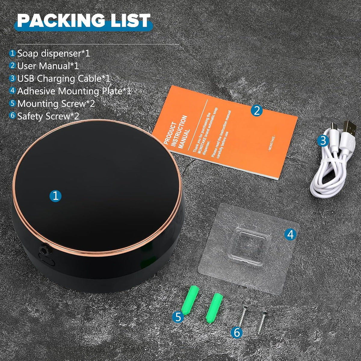 Automatic Soap Dispenser, Touchless Rechargeable Wall Mount
