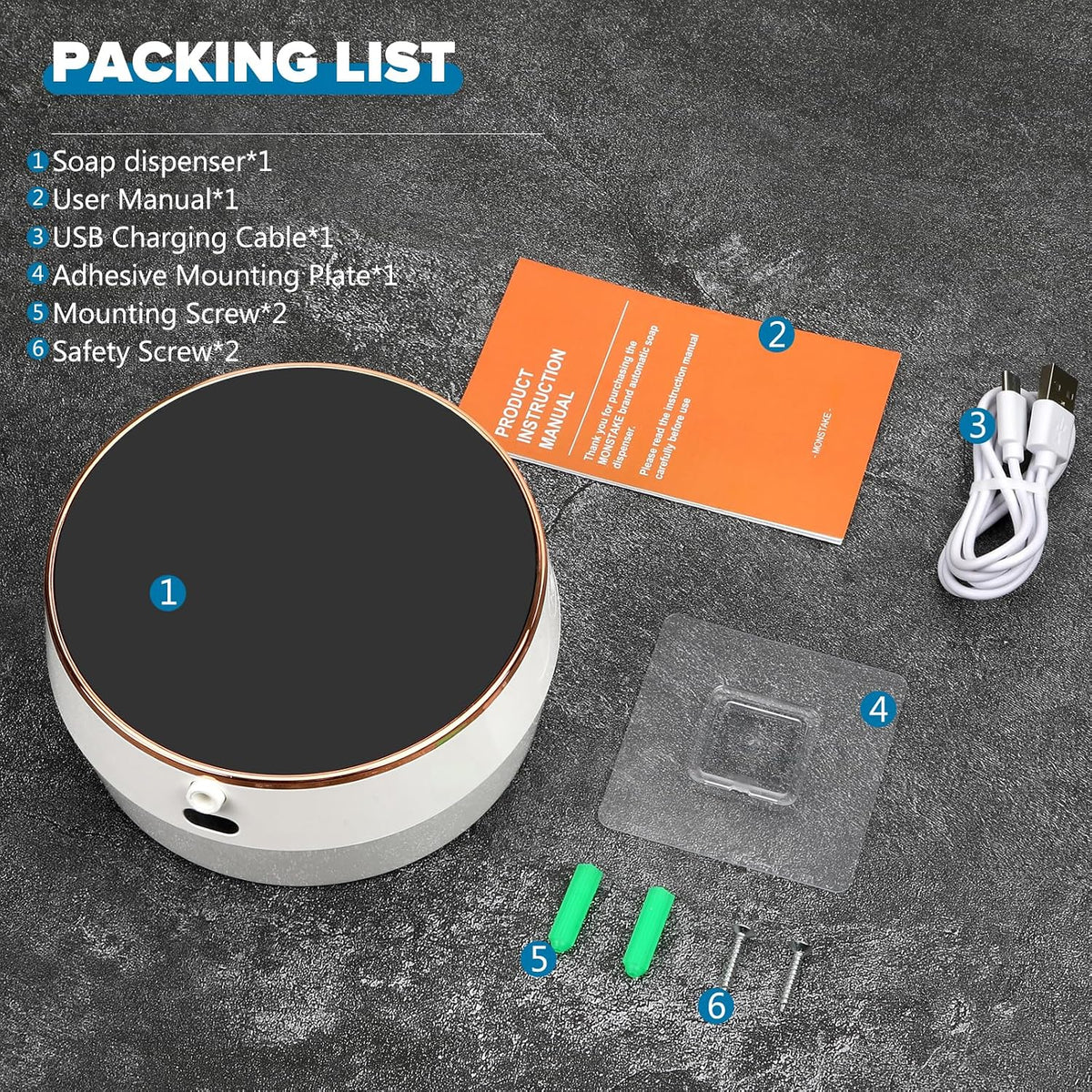 Automatic Soap Dispenser, Touchless Rechargeable Wall Mount