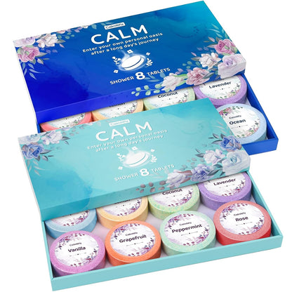 Shower Steamers Aromatherapy Self Care Gifts 8 Pack Set, Green | Birthday Gifts for Women, Mom, Wife, Friend, Teacher, Shower Bombs Essential Oil Tablets 8 Fragrances, Self-Care Relaxation