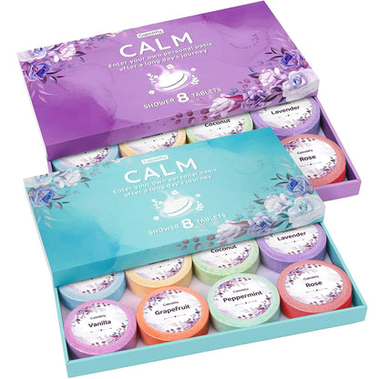 Shower Steamers Aromatherapy Self Care Gifts 8 Pack Set, Green | Birthday Gifts for Women, Mom, Wife, Friend, Teacher, Shower Bombs Essential Oil Tablets 8 Fragrances, Self-Care Relaxation