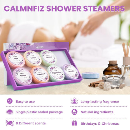 Shower Steamers Aromatherapy Self Care Gifts 8 Pack Set, Green | Birthday Gifts for Women, Mom, Wife, Friend, Teacher, Shower Bombs Essential Oil Tablets 8 Fragrances, Self-Care Relaxation