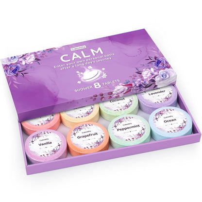 Shower Steamers Aromatherapy Self Care Gifts 8 Pack Set, Green | Birthday Gifts for Women, Mom, Wife, Friend, Teacher, Shower Bombs Essential Oil Tablets 8 Fragrances, Self-Care Relaxation