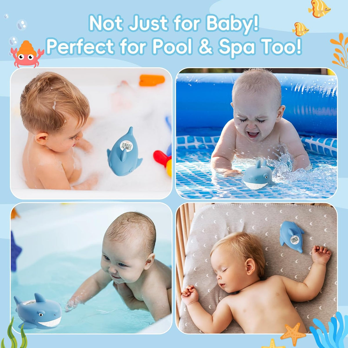 Baby Bath Thermometer, Swan Digital Infant Bathtub Thermometer, White | Reliable Temperature Readings, Easy to Read Screen, Waterproof, Instant Digital Room Temperature, Safe Floats in Water Toy