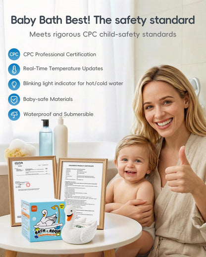 Baby Bath Thermometer, Swan Digital Infant Bathtub Thermometer, White | Reliable Temperature Readings, Easy to Read Screen, Waterproof, Instant Digital Room Temperature, Safe Floats in Water Toy