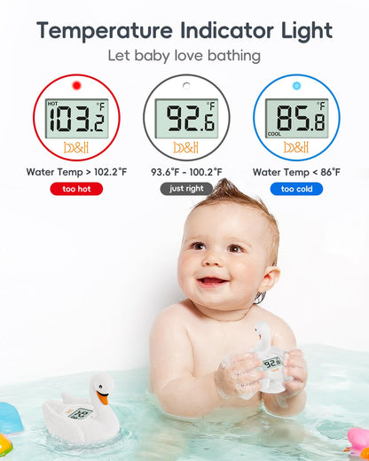 Baby Bath Thermometer, Swan Digital Infant Bathtub Thermometer, White | Reliable Temperature Readings, Easy to Read Screen, Waterproof, Instant Digital Room Temperature, Safe Floats in Water Toy