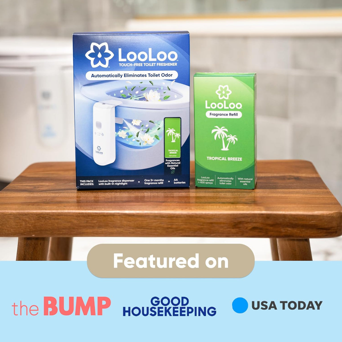 LooLoo Automatic Toilet Air Freshener Starter Kit, Citrus Fresh