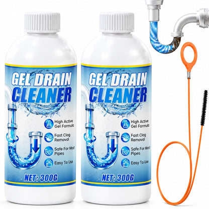 Sink Drain Cleaner Gel 2pcs, Shower Drain Clog Remover, Fast-Acting Sink Clog Remover With Tool Dissolves Hair, Grease & Soap Scum, Safe For Most Household Pipes