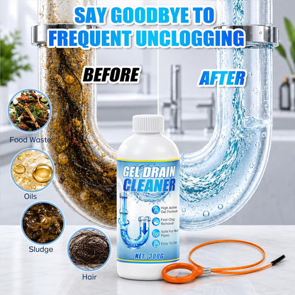 Sink Drain Cleaner Gel 2pcs, Shower Drain Clog Remover, Fast-Acting Sink Clog Remover With Tool Dissolves Hair, Grease & Soap Scum, Safe For Most Household Pipes
