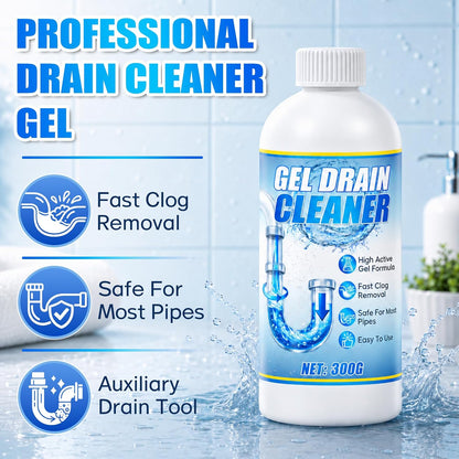 Sink Drain Cleaner Gel 2pcs, Shower Drain Clog Remover, Fast-Acting Sink Clog Remover With Tool Dissolves Hair, Grease & Soap Scum, Safe For Most Household Pipes