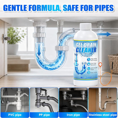Sink Drain Cleaner Gel 2pcs, Shower Drain Clog Remover, Fast-Acting Sink Clog Remover With Tool Dissolves Hair, Grease & Soap Scum, Safe For Most Household Pipes