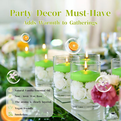 3 Inch Vanilla Sugar Scented Floating Candles,36 Pack White Floating Disc Candles, 8-10 Hour Long Burning for Wedding Centerpieces, Home Spa, Holiday Party & Pool Decor,Outdoor Dinners