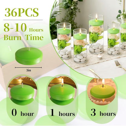 3 Inch Vanilla Sugar Scented Floating Candles,36 Pack White Floating Disc Candles, 8-10 Hour Long Burning for Wedding Centerpieces, Home Spa, Holiday Party & Pool Decor,Outdoor Dinners