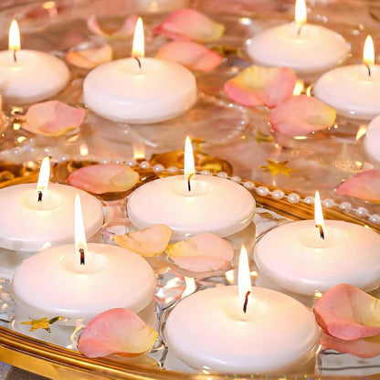 3 Inch Vanilla Sugar Scented Floating Candles,36 Pack White Floating Disc Candles, 8-10 Hour Long Burning for Wedding Centerpieces, Home Spa, Holiday Party & Pool Decor,Outdoor Dinners