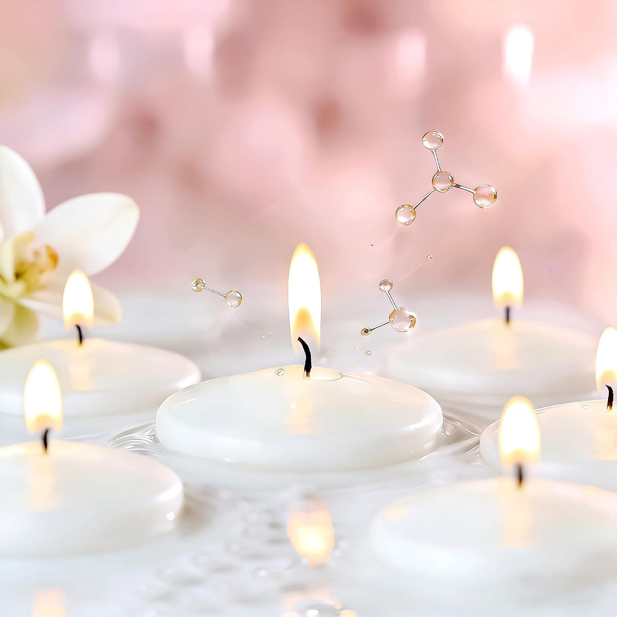 3 Inch Vanilla Sugar Scented Floating Candles,36 Pack White Floating Disc Candles, 8-10 Hour Long Burning for Wedding Centerpieces, Home Spa, Holiday Party & Pool Decor,Outdoor Dinners