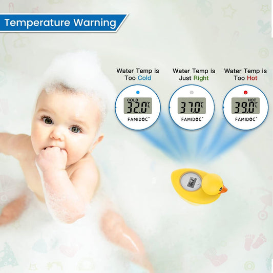 Baby Bath Thermometer FDTH-V0-22 Water Temperature Test Floating on Water and Room Digital Bath tub Thermometers Duck Bath Thermometer Baby Safety New Upgraded