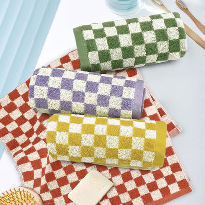 Hand Towels for Bathroom 4 Pack, Checkered Hand Towel Set
