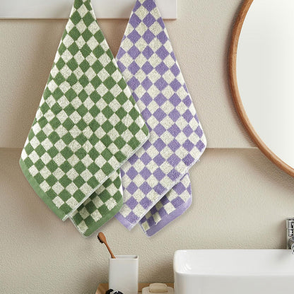 Hand Towels for Bathroom 4 Pack, Checkered Hand Towel Set