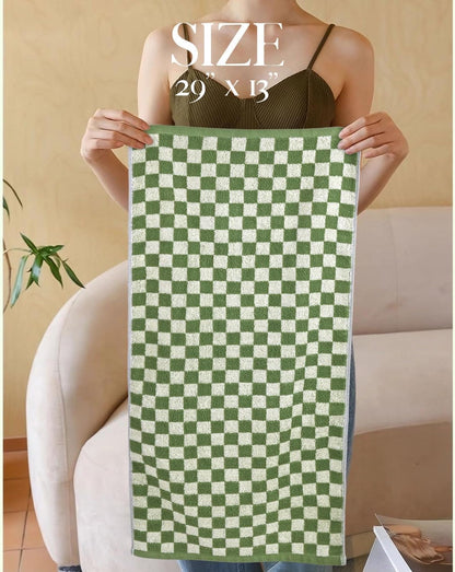 Hand Towels for Bathroom 4 Pack, Checkered Hand Towel Set