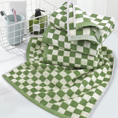 Hand Towels for Bathroom 4 Pack, Checkered Hand Towel Set