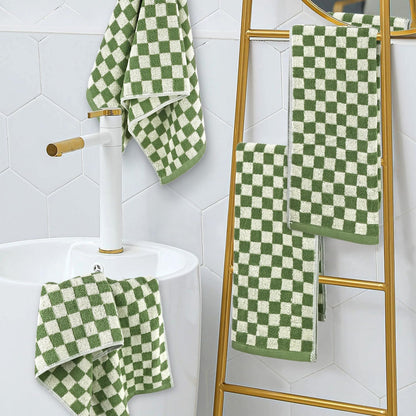 Hand Towels for Bathroom 4 Pack, Checkered Hand Towel Set