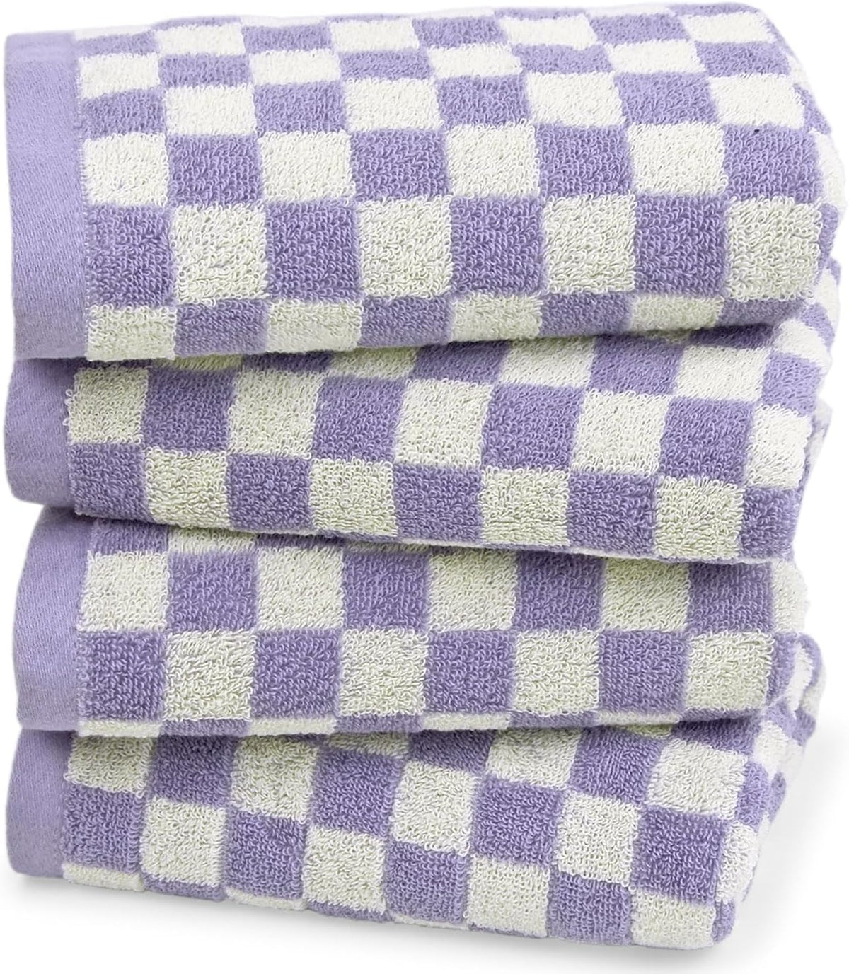 Hand Towels for Bathroom 4 Pack, Checkered Hand Towel Set