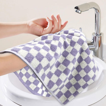 Hand Towels for Bathroom 4 Pack, Checkered Hand Towel Set