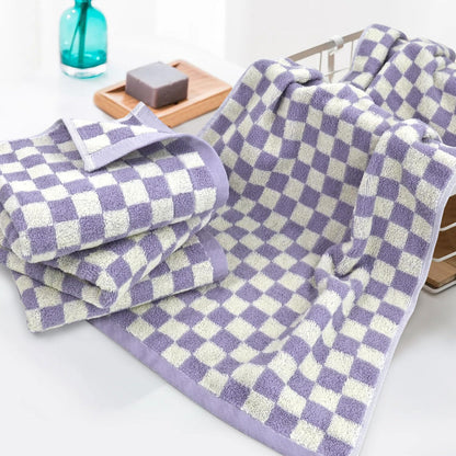 Hand Towels for Bathroom 4 Pack, Checkered Hand Towel Set
