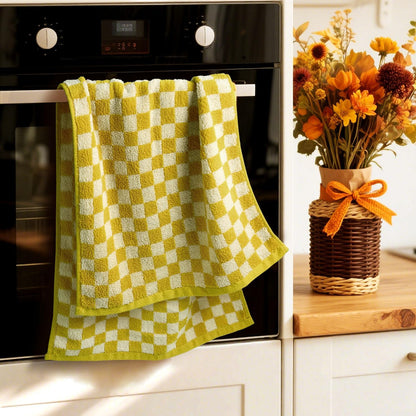 Hand Towels for Bathroom 4 Pack, Checkered Hand Towel Set