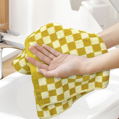 Hand Towels for Bathroom 4 Pack, Checkered Hand Towel Set