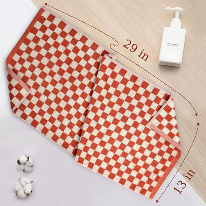 Hand Towels for Bathroom 4 Pack, Checkered Hand Towel Set