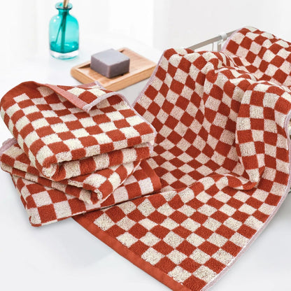 Hand Towels for Bathroom 4 Pack, Checkered Hand Towel Set
