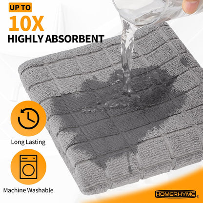 Microfiber Hand Bath Towels, 25''*15'' Grey Bathroom Hand Towels, All-Purpose Quick Dry Lint Free Soft Absorbent Checkered Washcloth Fingertip Towels Bulk for Travel Gym Hotel