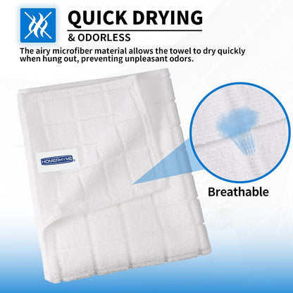Microfiber Hand Bath Towels, 25''*15'' Grey Bathroom Hand Towels, All-Purpose Quick Dry Lint Free Soft Absorbent Checkered Washcloth Fingertip Towels Bulk for Travel Gym Hotel