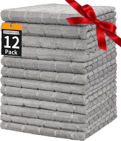 Microfiber Hand Bath Towels, 25''*15'' Grey Bathroom Hand Towels, All-Purpose Quick Dry Lint Free Soft Absorbent Checkered Washcloth Fingertip Towels Bulk for Travel Gym Hotel