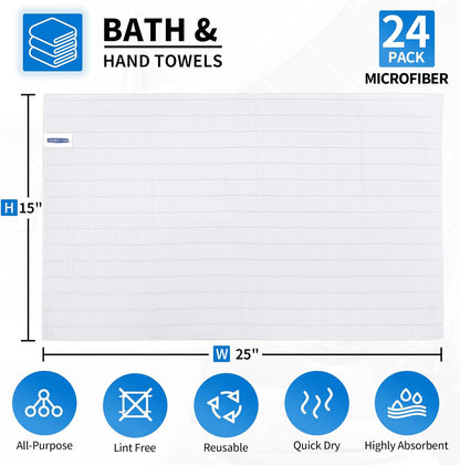 Microfiber Hand Bath Towels, 25''*15'' Grey Bathroom Hand Towels, All-Purpose Quick Dry Lint Free Soft Absorbent Checkered Washcloth Fingertip Towels Bulk for Travel Gym Hotel