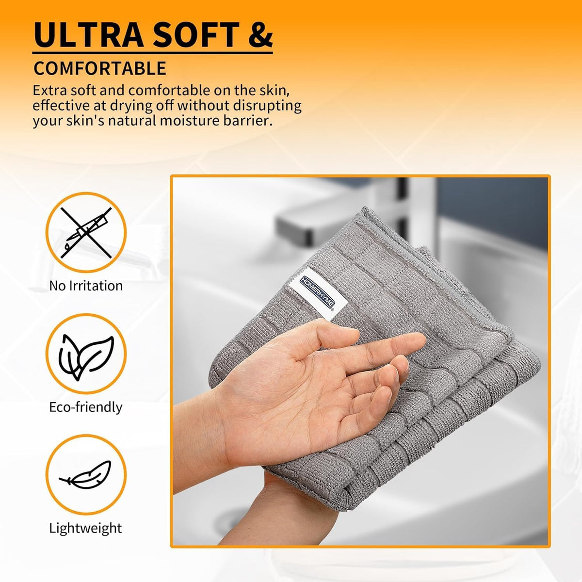 Microfiber Hand Bath Towels, 25''*15'' Grey Bathroom Hand Towels, All-Purpose Quick Dry Lint Free Soft Absorbent Checkered Washcloth Fingertip Towels Bulk for Travel Gym Hotel