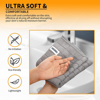Microfiber Hand Bath Towels, 25''*15'' Grey Bathroom Hand Towels, All-Purpose Quick Dry Lint Free Soft Absorbent Checkered Washcloth Fingertip Towels Bulk for Travel Gym Hotel