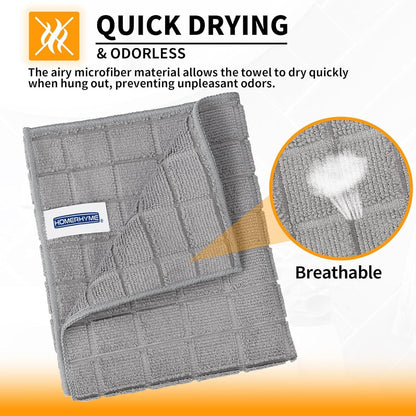 Microfiber Hand Bath Towels, 25''*15'' Grey Bathroom Hand Towels, All-Purpose Quick Dry Lint Free Soft Absorbent Checkered Washcloth Fingertip Towels Bulk for Travel Gym Hotel