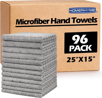 Microfiber Hand Bath Towels, 25''*15'' Grey Bathroom Hand Towels, All-Purpose Quick Dry Lint Free Soft Absorbent Checkered Washcloth Fingertip Towels Bulk for Travel Gym Hotel
