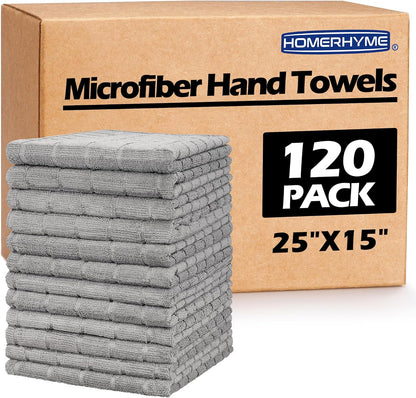Microfiber Hand Bath Towels, 25''*15'' Grey Bathroom Hand Towels, All-Purpose Quick Dry Lint Free Soft Absorbent Checkered Washcloth Fingertip Towels Bulk for Travel Gym Hotel