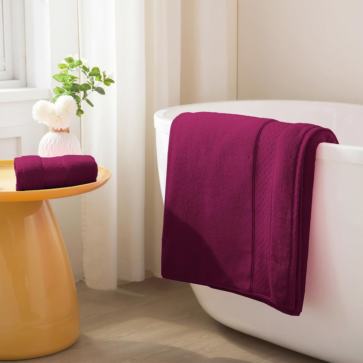 Bath Towel Set 6 PCS, Pink Luxury 100% Turkish Cotton 650GSM