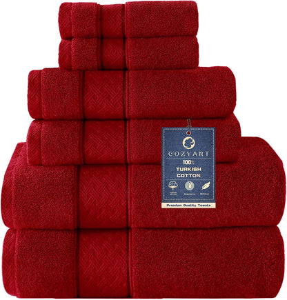 Bath Towel Set 6 PCS, Pink Luxury 100% Turkish Cotton 650GSM