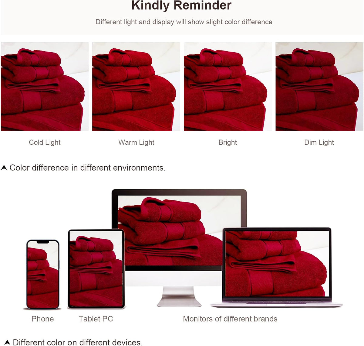 Bath Towel Set 6 PCS, Pink Luxury 100% Turkish Cotton 650GSM