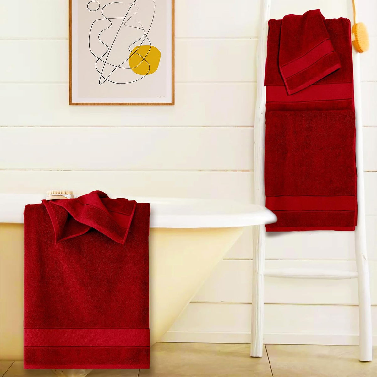 Bath Towel Set 6 PCS, Pink Luxury 100% Turkish Cotton 650GSM