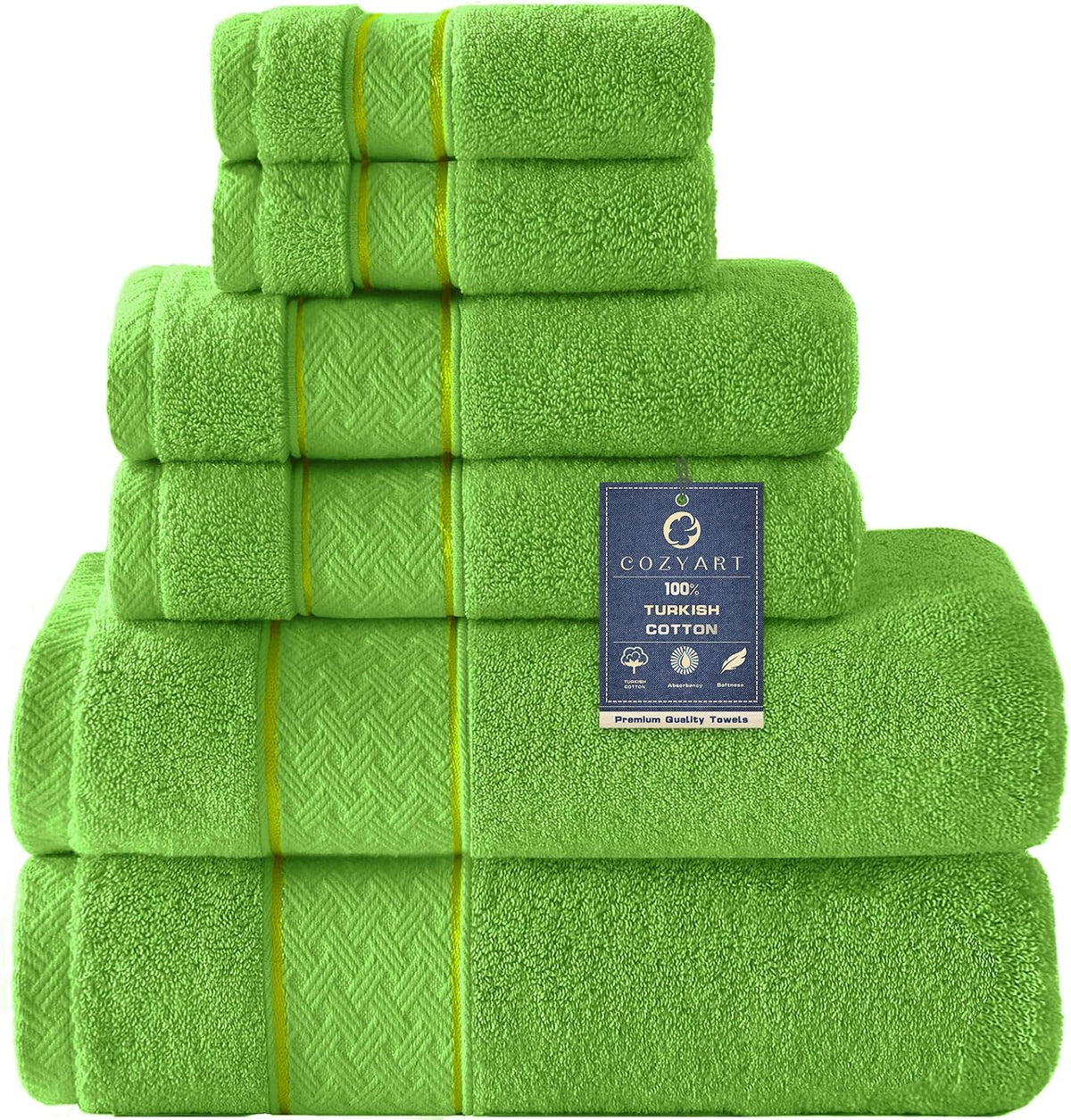 Bath Towel Set 6 PCS, Pink Luxury 100% Turkish Cotton 650GSM