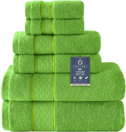 Bath Towel Set 6 PCS, Pink Luxury 100% Turkish Cotton 650GSM