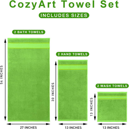 Bath Towel Set 6 PCS, Pink Luxury 100% Turkish Cotton 650GSM