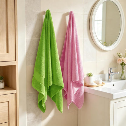Bath Towel Set 6 PCS, Pink Luxury 100% Turkish Cotton 650GSM