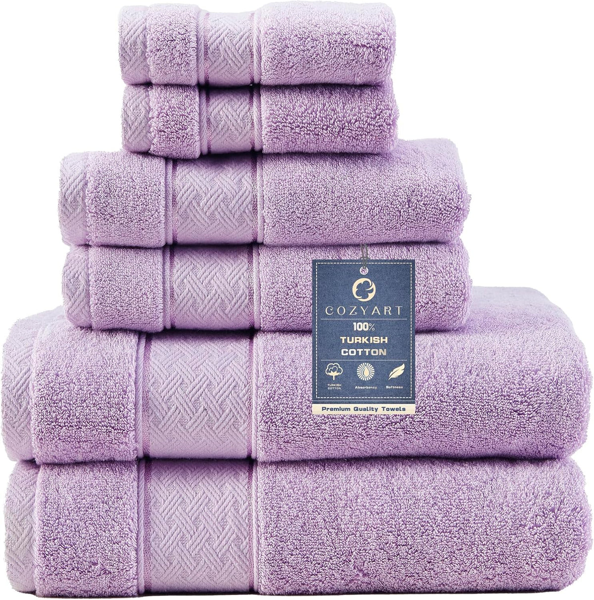 Bath Towel Set 6 PCS, Pink Luxury 100% Turkish Cotton 650GSM